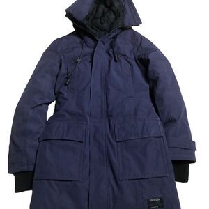 Aritzia Golden by TNA Bancroft Parka Altitude Series Navy Blue Goose Down Sz XS